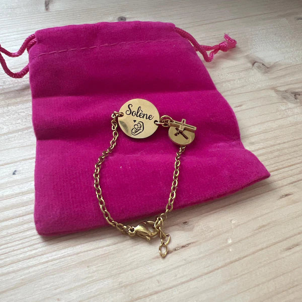 Bracelet personnalisé double croix- Chance et foi