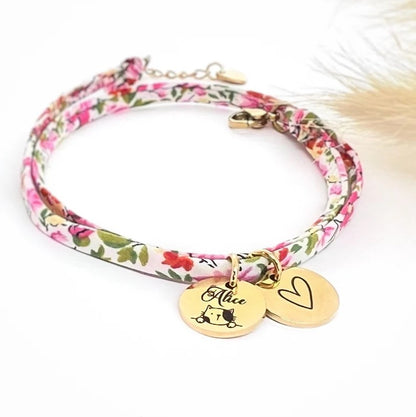 Bracelet en cordon liberty Isabelle - cadeau fête des mères, cadeau personnalisé marraine