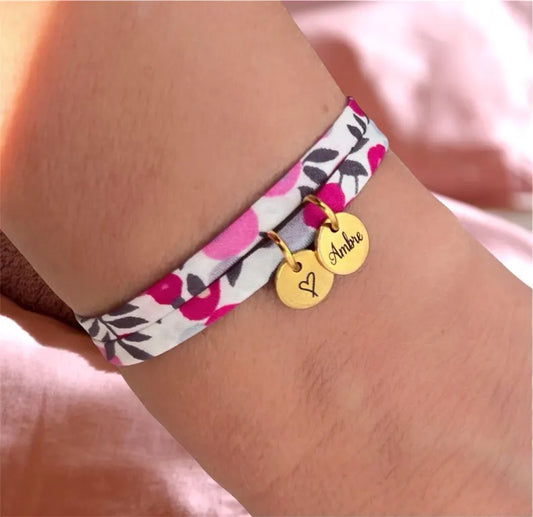 Bracelet en cordon liberty, Alice - cadeau personnalisé, bracelet enfant