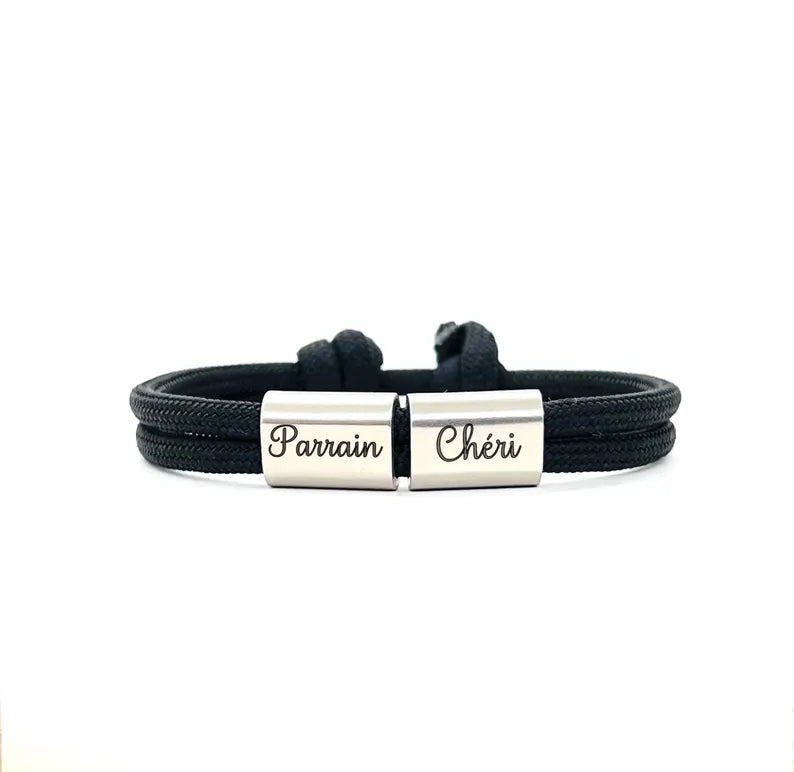 Bracelet personnalisé homme, Léo - cadeau personnalisé parrain, cadeau garçon