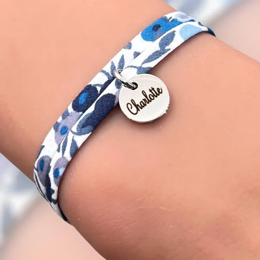 Bracelet en cordon liberty, Léa - cadeau de fête des mères, bijou personnalisé, bracelet prénom