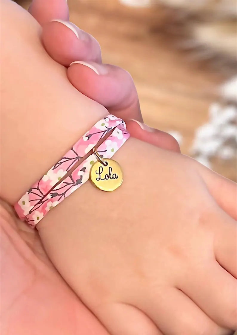 Bracelet en cordon liberty, Alice - cadeau personnalisé, bracelet enfant